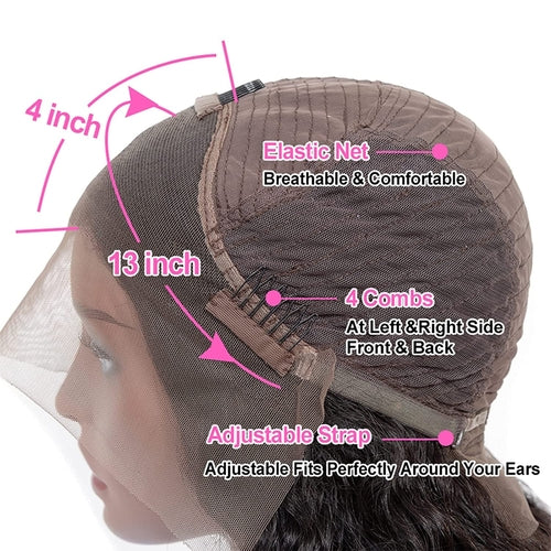 Hair Transparent Lace Front Wigs Human Hair Deep Wave 150% Density