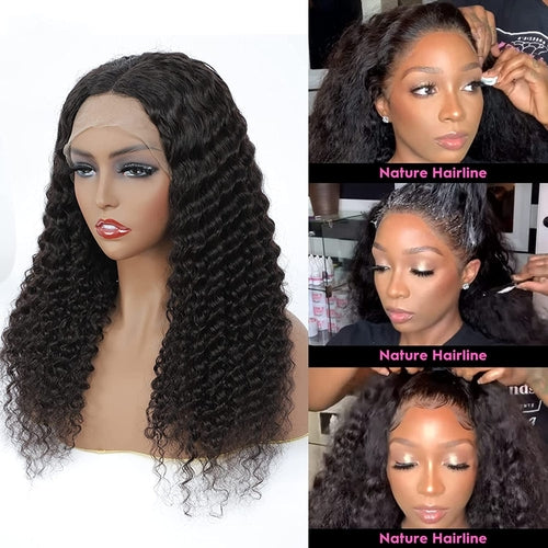 Hair Transparent Lace Front Wigs Human Hair Deep Wave 150% Density